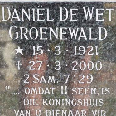 GROENEWALD Daniel De Wet 1921-2000