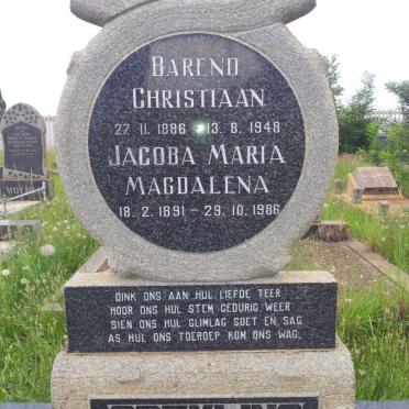 GREYLING Barend Christiaan 1886-1948 & Jacoba Maria Magdalena 1891-1986