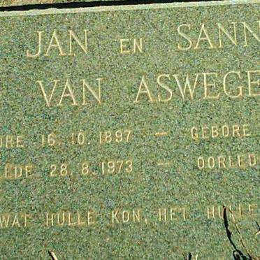 ASWEGEN Jan, van 1897-1973 &amp; Sannie 1911-1971