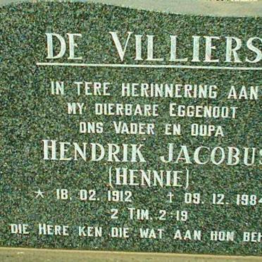 VILLIERS Hendrik Jacobus, de 1912-1984