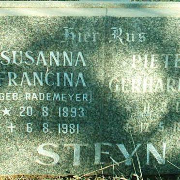 STEYN Pieter Gerhardus 1896-1972 &amp; Susanna Francina RADEMEYER 1893-1981