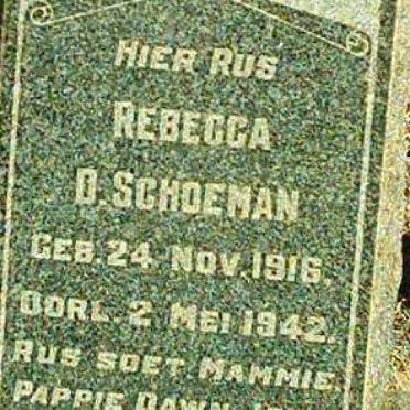 SCHOEMAN Rebecca D. 1916-1942