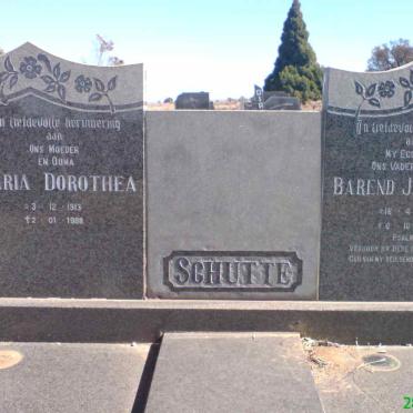 SCHUTTE Barend Jacobus F. 1914-1982 &amp; Maria Dorothea 1913-1988