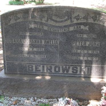 BEIROWSKI Peter John 1876-1937 &amp; Susara Johanna Amelia 1888-1959