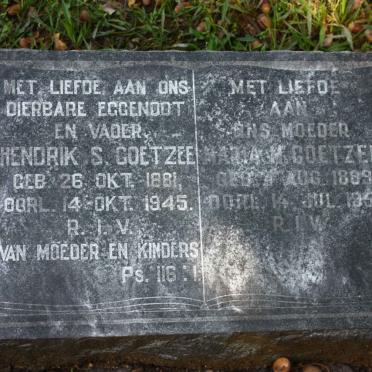 COETZEE Hendrik S. 1881-1945 &amp; Maria M. 1889-1958