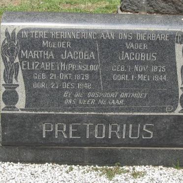 PRETORIUS Jacobus 1875-1944 &amp; Martha Jacoba Elizabeth PRINSLOO 1879-1948