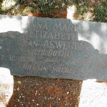 ASWEGEN Anna Maria Elizabeth, van nee BOTHA 1894-1966