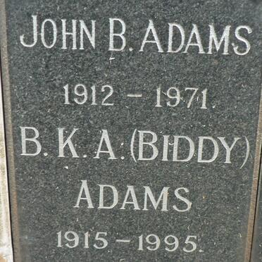 ADAMS John B. 1912-1971 &amp; B.K.A. 1915-1995