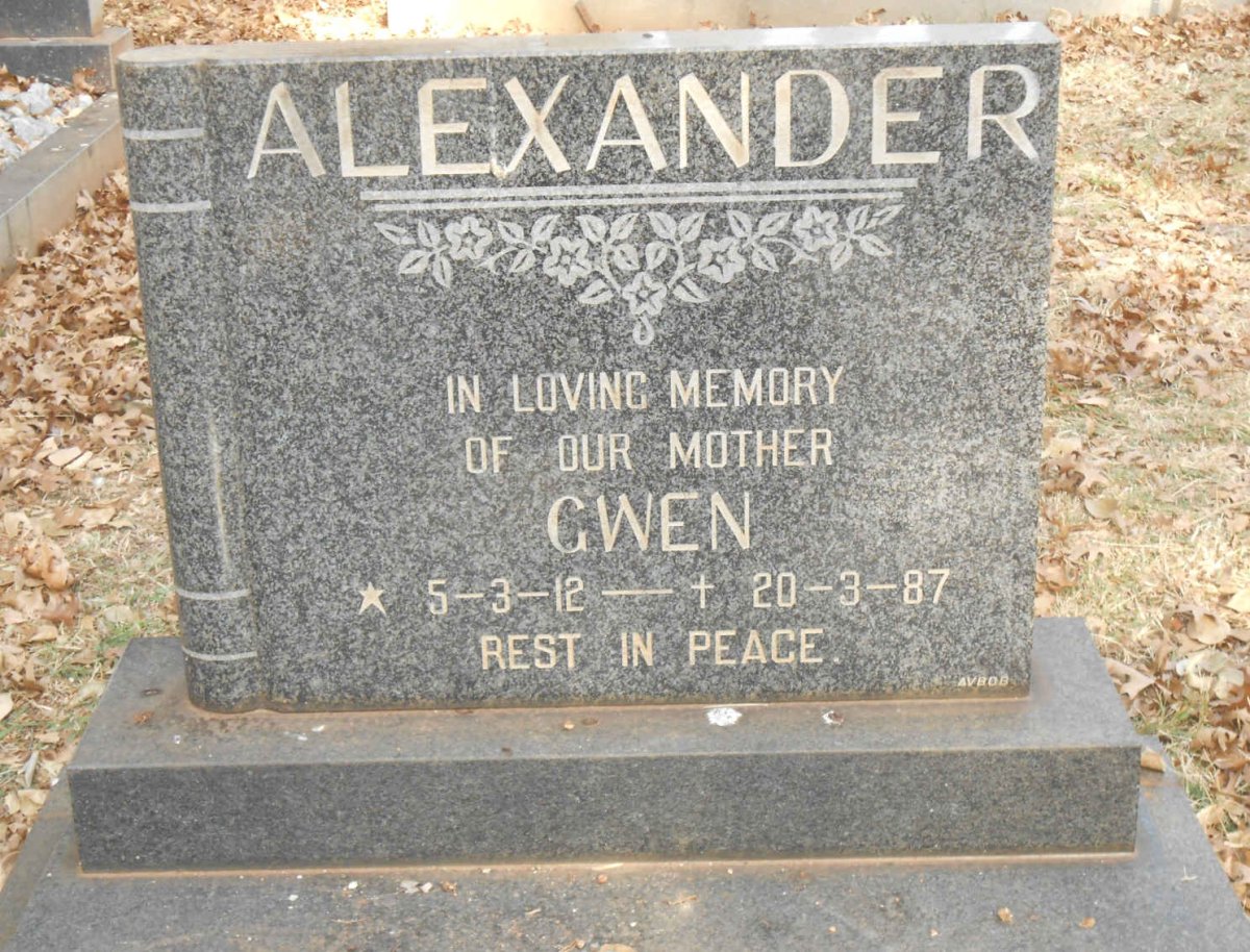 ALEXANDER Gwen 1912-1987