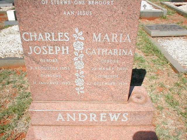 ANDREWS Charles Joseph 1903-1985 &amp; Maria Catharina 1909-1993