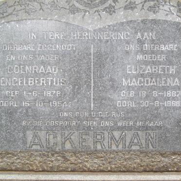 ACKERMAN Coenraad Engelbertus 1878-1954 &amp; Elizabeth Magdalena 1887-1988