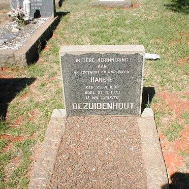 BEZUIDENHOUT Hansie 1933-1973