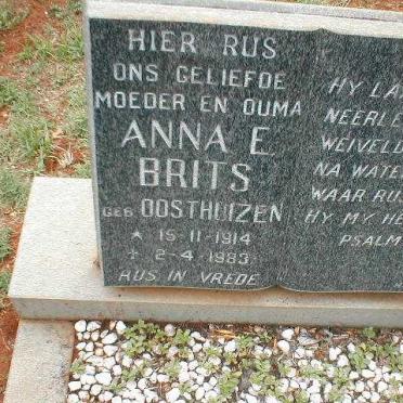 BRITS Anna E. nee OOSTHUIZEN 1914-1983