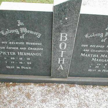 BOTHA Pieter Hermanus 1910-1983 &amp; Martha Mathilda Margaret 1913-1986