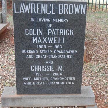 BROWN Colin Patrick Maxwell, LAWRENCE 1909-1993 &amp; Chrissie M. 1921-2004