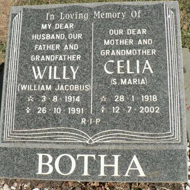 BOTHA William Jacobus 1914-1991 &amp; S. Maria 1918-2002