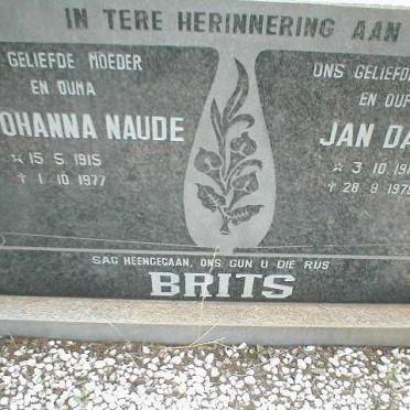 BRITS Jan Daniël 1912-1978 &amp; Johanna Naude 1915-1977