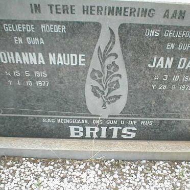 BRITS Jan Daniël 1912-1978 &amp; Johanna Naude 1915-1977
