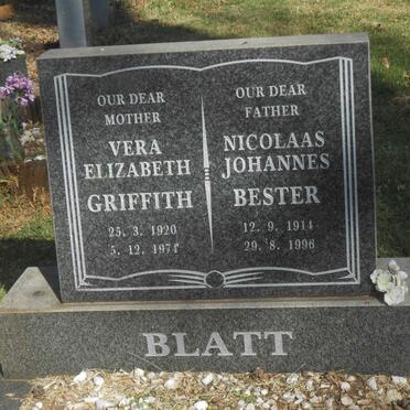BLATT Nicolaas Johannes Bester 1914-1996 &amp; Vera Elizabeth Griffith 1920-1974