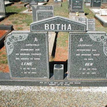 BOTHA Ben 1922-1997 &amp; Lenie 1929-1994