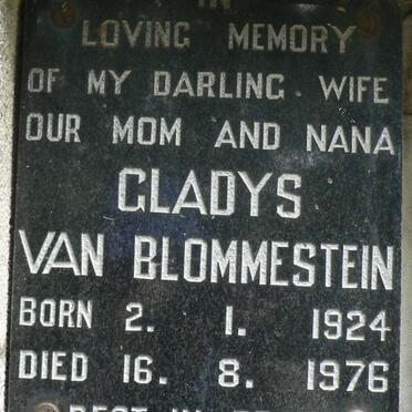 BLOMMESTEIN Gladys, van 1924-1976