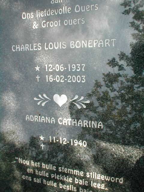 BEKKER Charles Louis Bonepart 1937-2003 &amp; Adriana Catharina 1940-