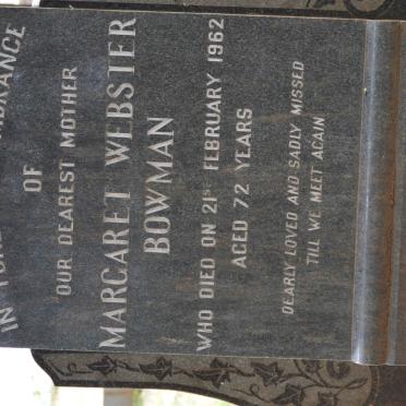 BOWMAN Margaret Webster -1962