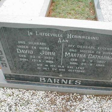 BARNES David John 1903-1995 &amp; Martha Catharina 1907-1988