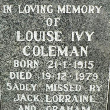 COLEMAN Louise Ivy 1915-1979