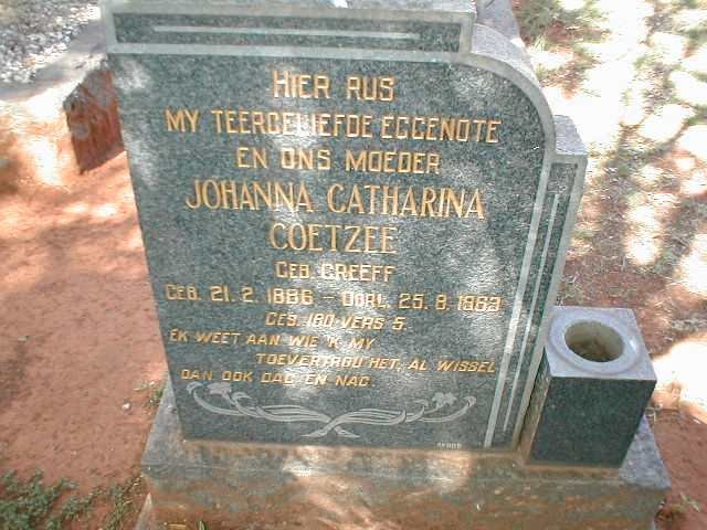 COETZEE Johanna Catharina nee GREEFF 1886-1963