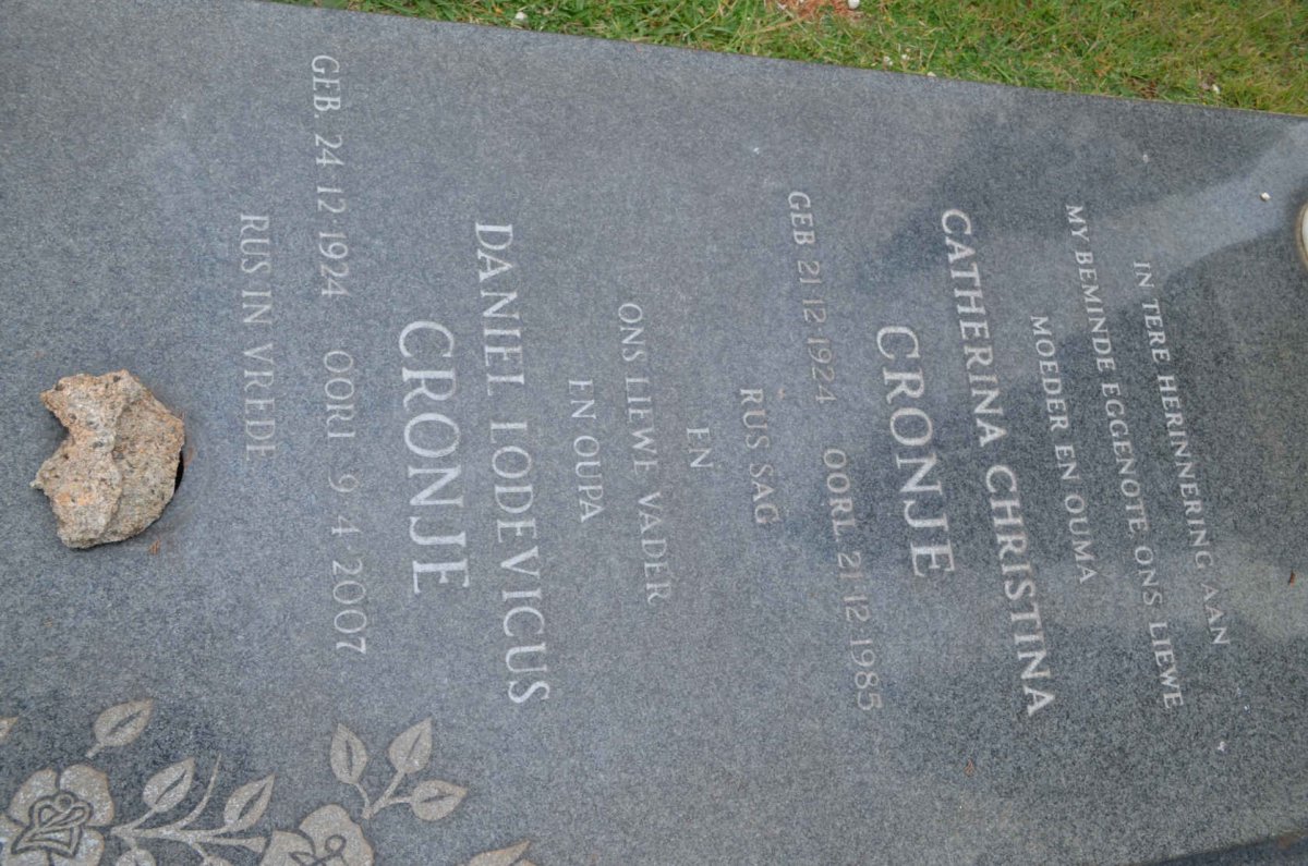 CRONJE Daniel Lodevicus 1924-2007 &amp; Catherina Christina 1924-1985