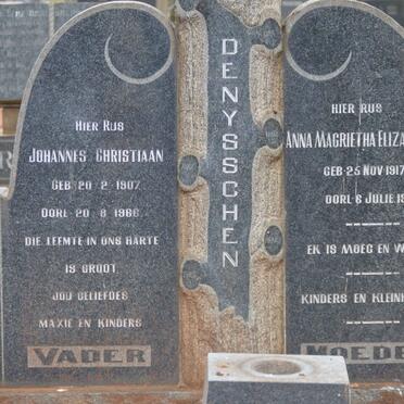 DENYSSCHEN Johannes Christiaan 1907-1966 &amp; Anna Magrietha Elizabeth 1917-1968