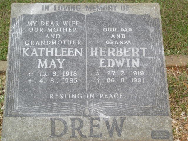 DREW Herbert Edwin 1919-1991 &amp; Kathleen May 1918-1985