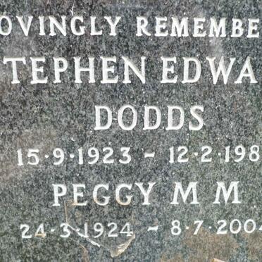 DODDS Stephen Edward 1923-1989 &amp; Peggy M.M. 1924-2004