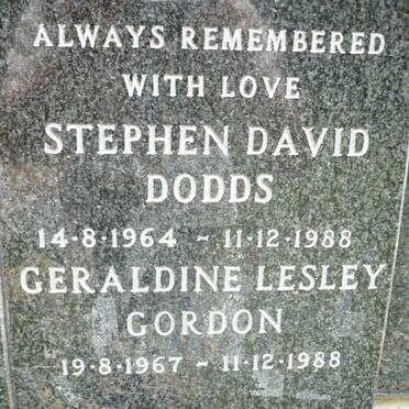 DODDS Stephen David 1964-1988 :: GORDON Geraldine Lesley 1967-1988