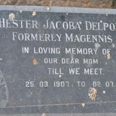DELPORT Hester Jacoba formerly MAGENNIS 1907-1994