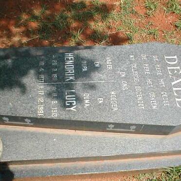 DEALE Hendrik 1911-1977 &amp; Lucy 1913-1981
