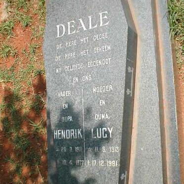 DEALE Hendrik 1911-1977 &amp; Lucy 1913-1981