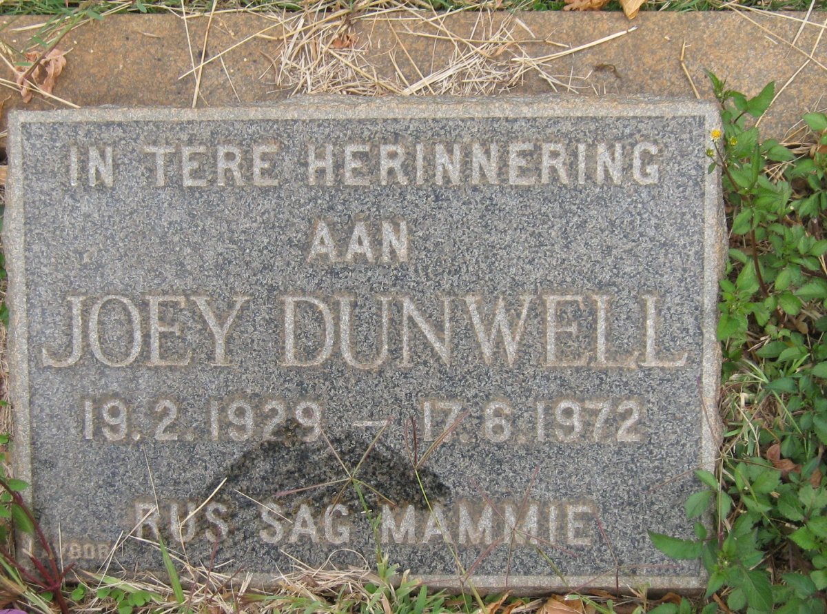 DUNWELL Joey 1929-1972