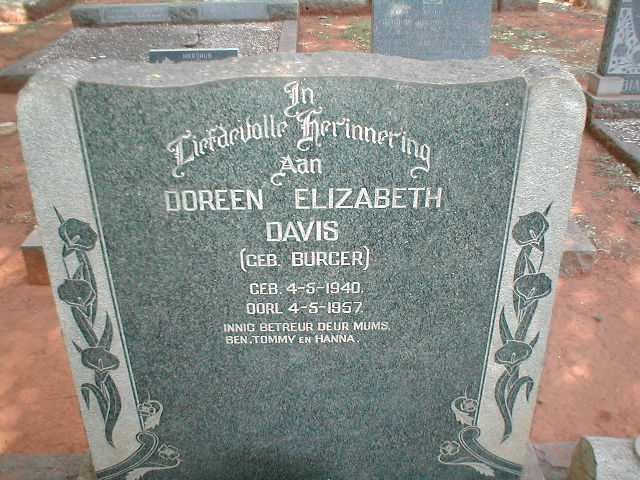 DAVIS Doreen Elizabeth nee BURGER 1940-1957