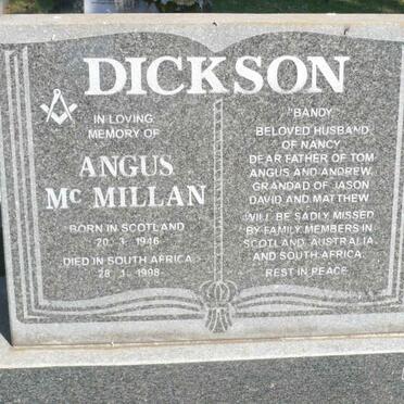 DICKSON Angus Mc Millan 1946-1998