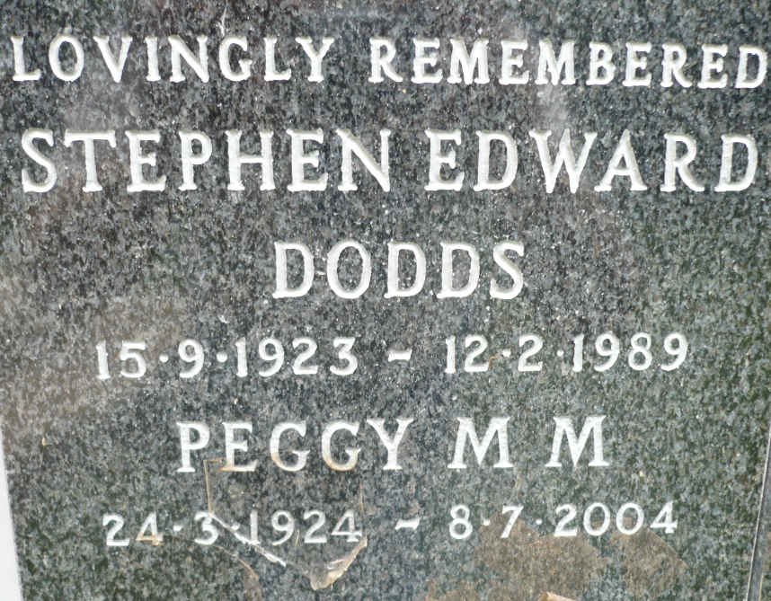 DODDS Stephen Edward 1923-1989 &amp; Peggy M.M. 1924-2004