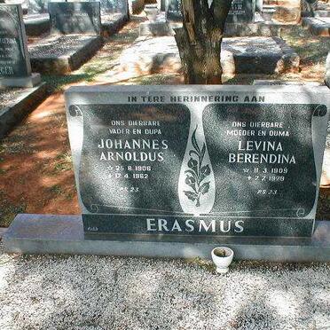 ERASMUS Johannes Arnoldus 1906-1962 &amp; Levina Berendina 1909-1979