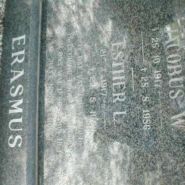 ERASMUS Jacobus W. 1917-1986 &amp; Esther L. 1917-1989