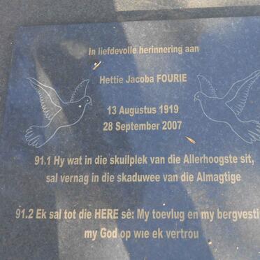 FOURIE Hettie Jacoba 1919-2007