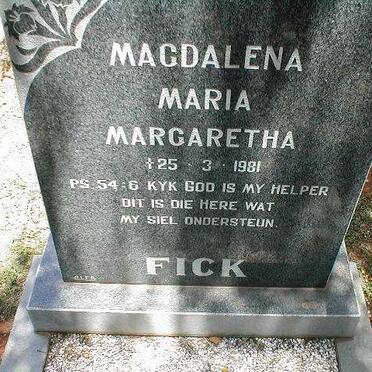 FICK Magdalena Maria Margaretha -1981