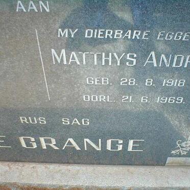 GRANGE Matthys Andries, le 1918-1969