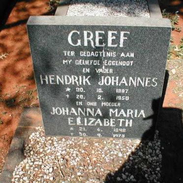 GREEF Hendrik Johannes 1887-1958 &amp; Johanna Maria Elizabeth 1898-1975