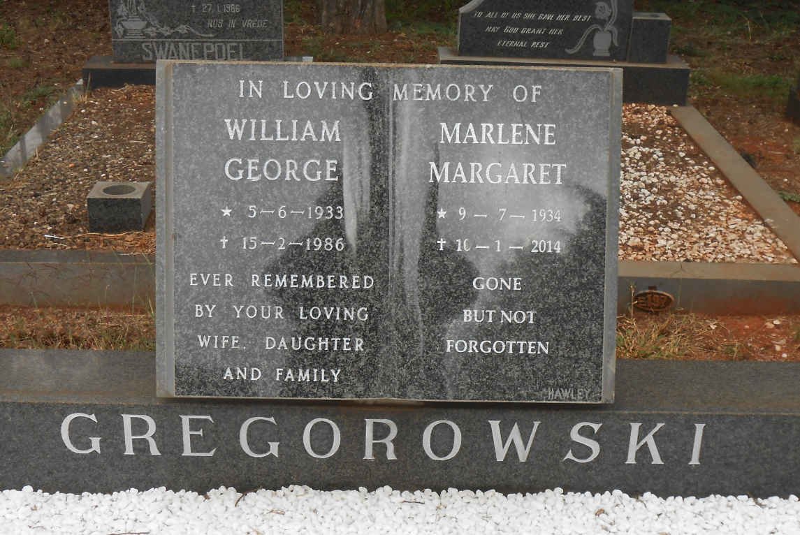 GREGOROWSKI William George 1933-1986 &amp; Marlene Margaret 1934-2014