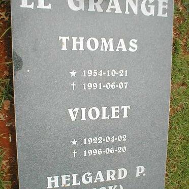 GRANGE Thomas, le 1954-1991 :: LE GRANGE Violet 1922-1996